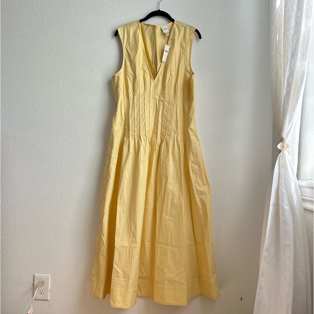 Anthropologie Maeve Hailey Sleeveless V Neck Pintuck Midi Dress NWT